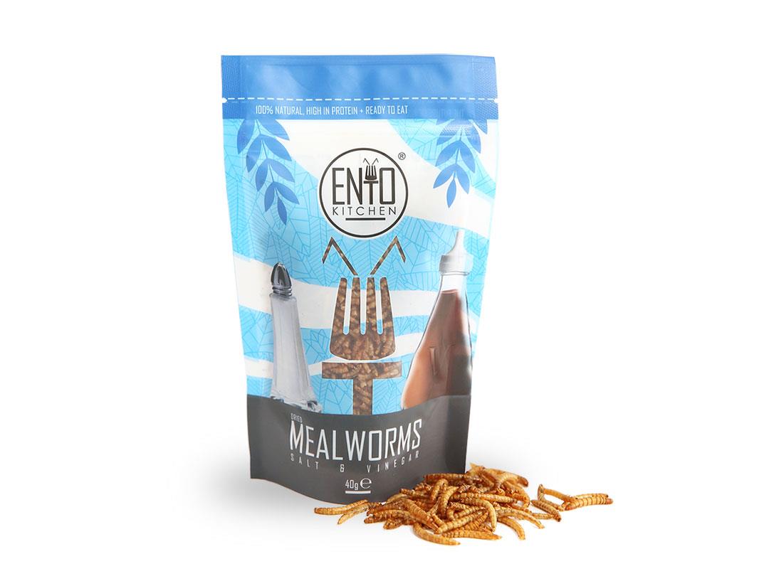 40g Of Salt & Vinegar Flavour Edible Mealworms For Human Consumption