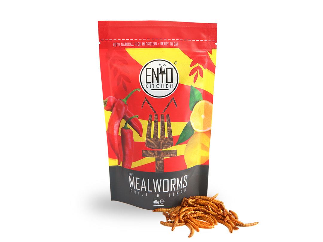 40g Of Chili & Lemon Flavour Edible Mealworms For Human Consumption